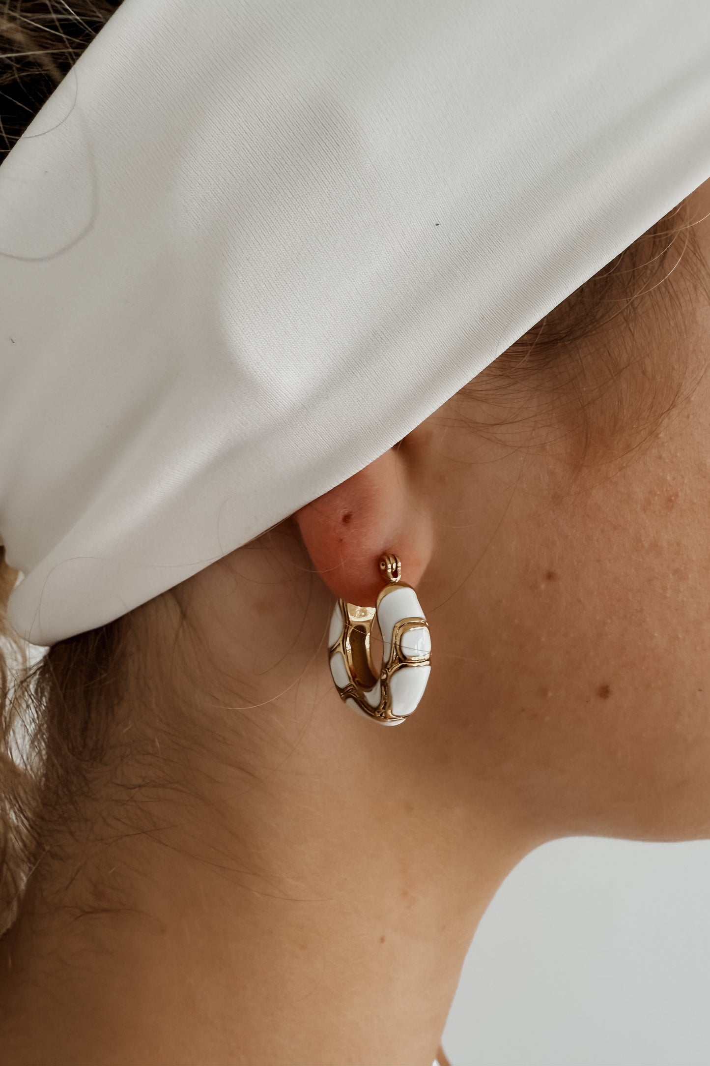 White Cadillac Hoops - Gold