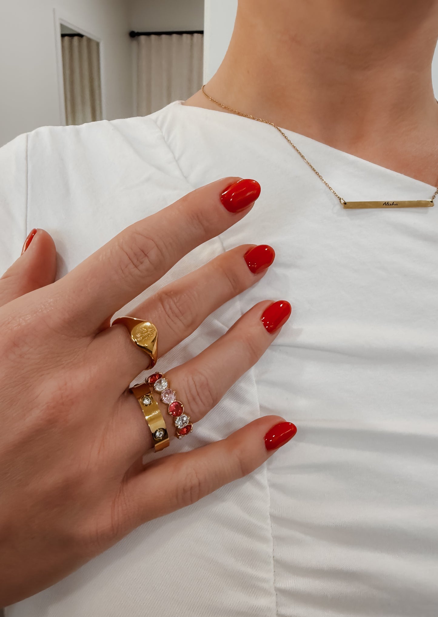 Personalised Dainty Flat Bar Necklace - Gold