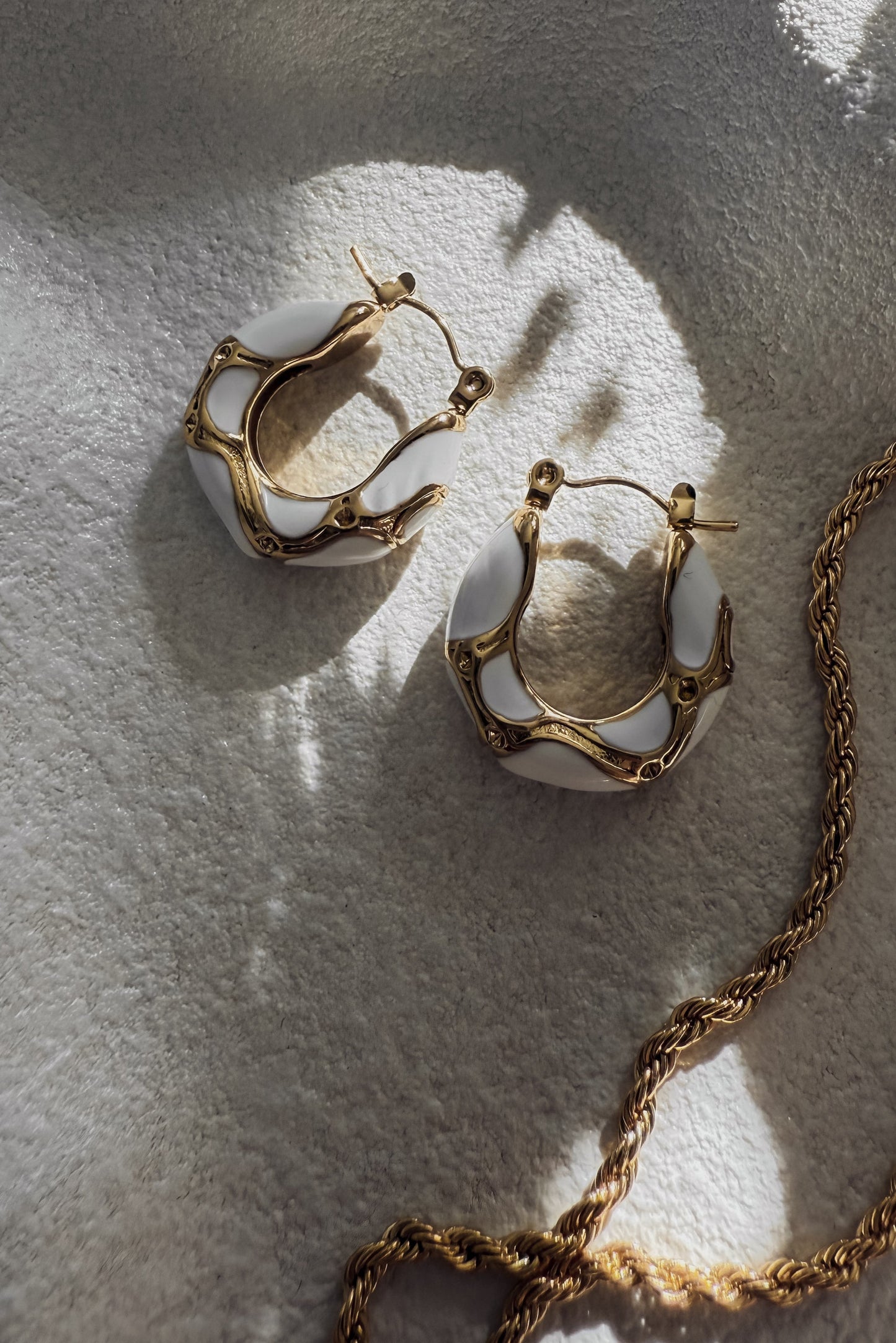 White Cadillac Hoops - Gold