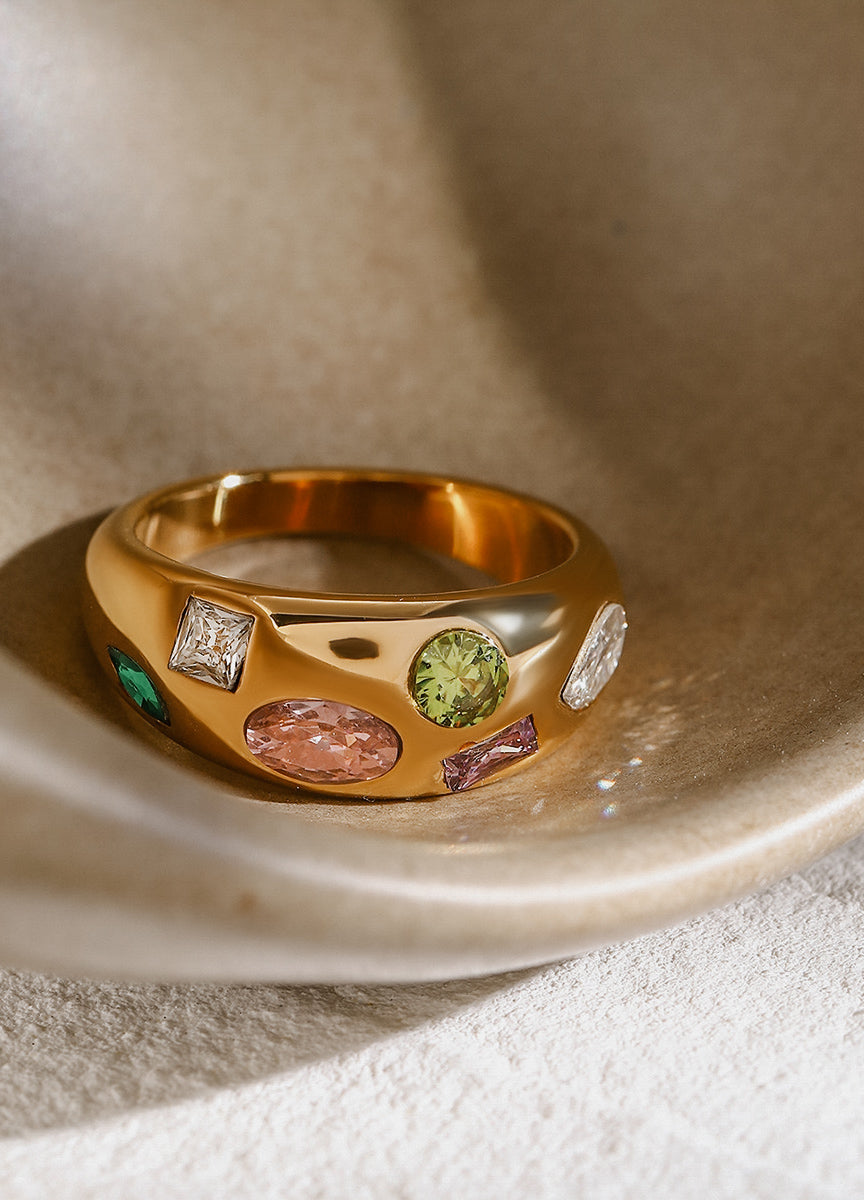 Celestia Ring in 18k gold-plated stainless steel — Florence Jewellery