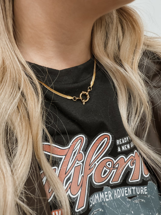 Snake Charm Necklace - Gold