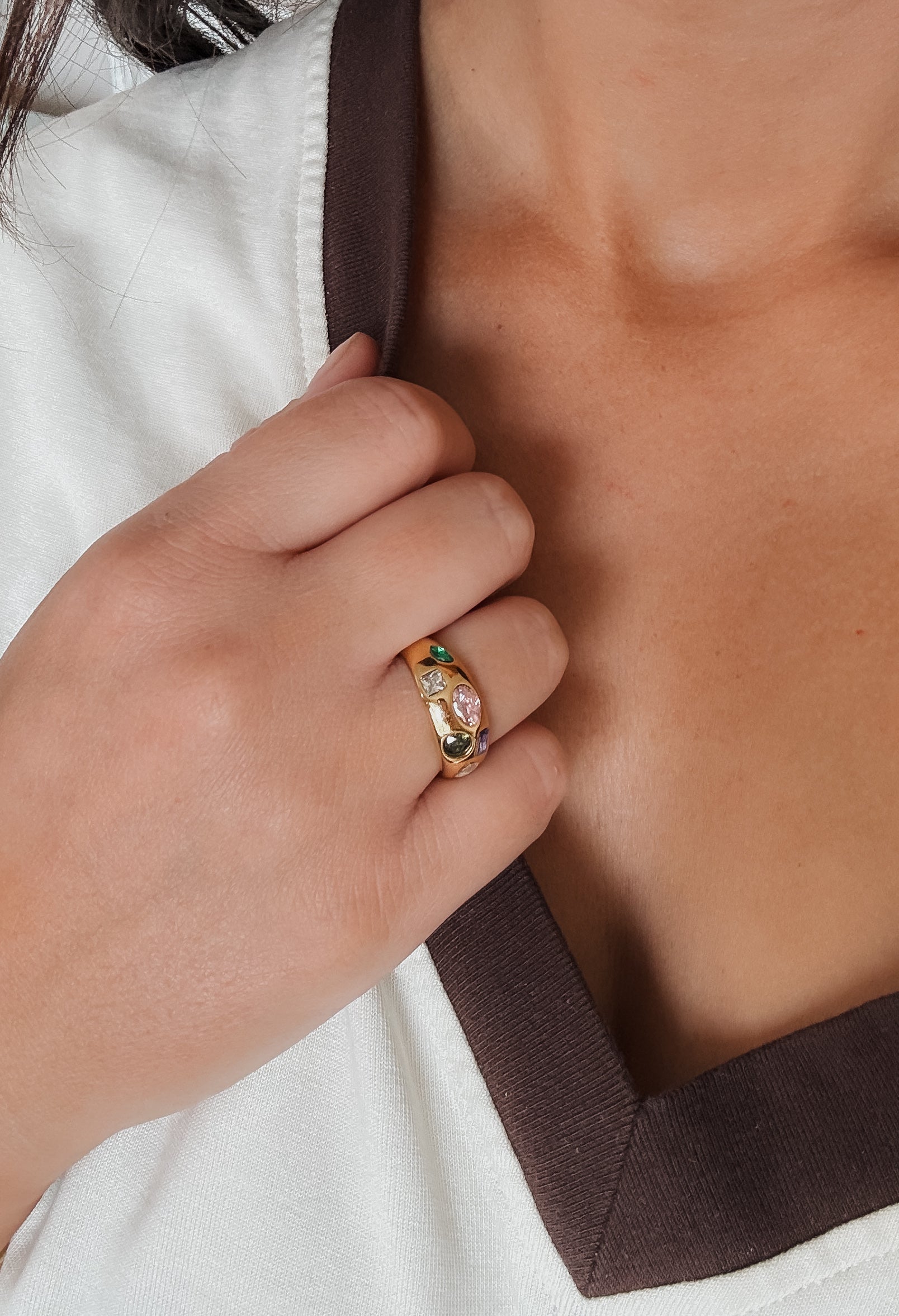 Celestia Ring in 18k gold-plated stainless steel — Florence Jewellery