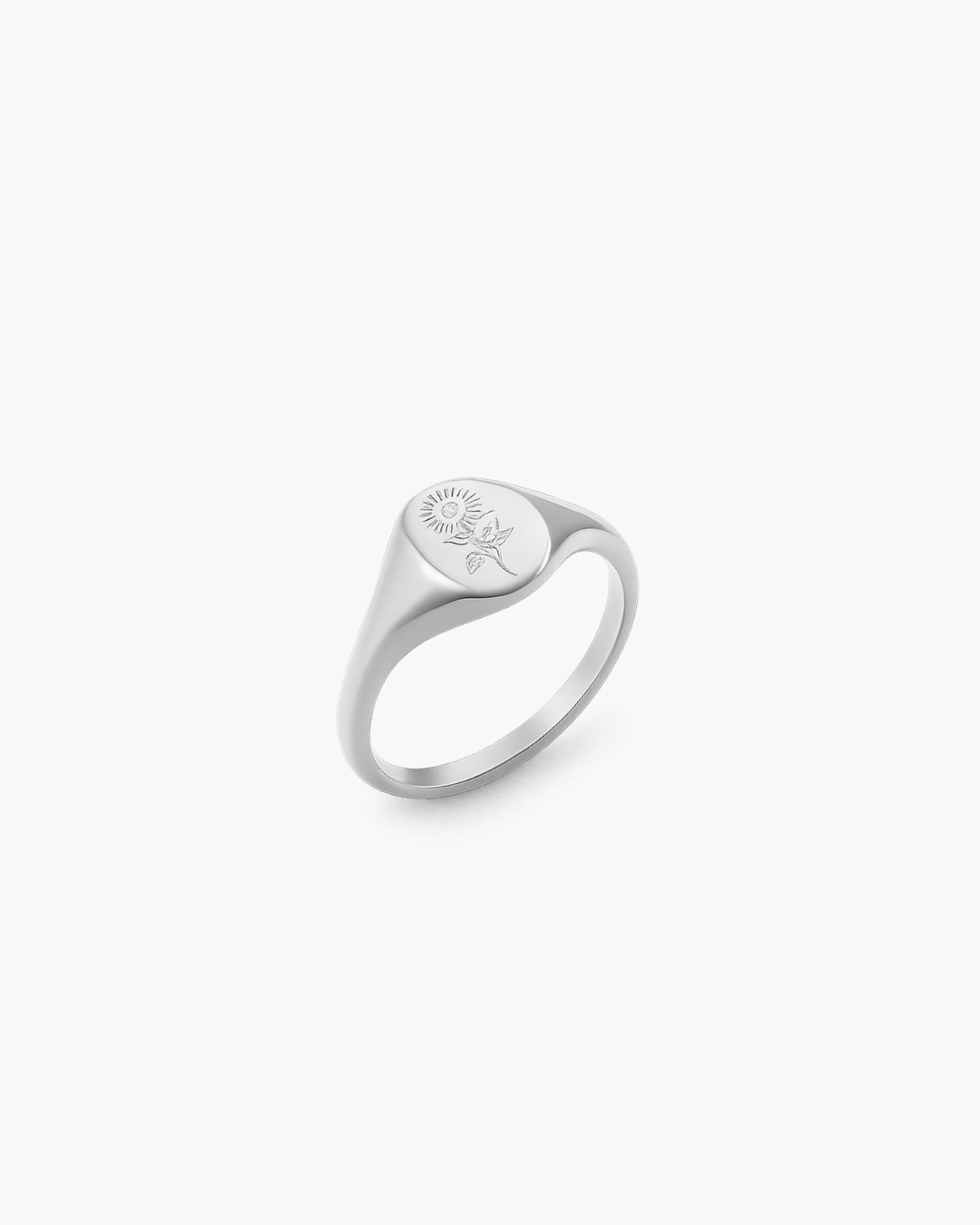 Sunflower Signet Ring silver in 18k gold-plated stainless steel — Florence Jewellery