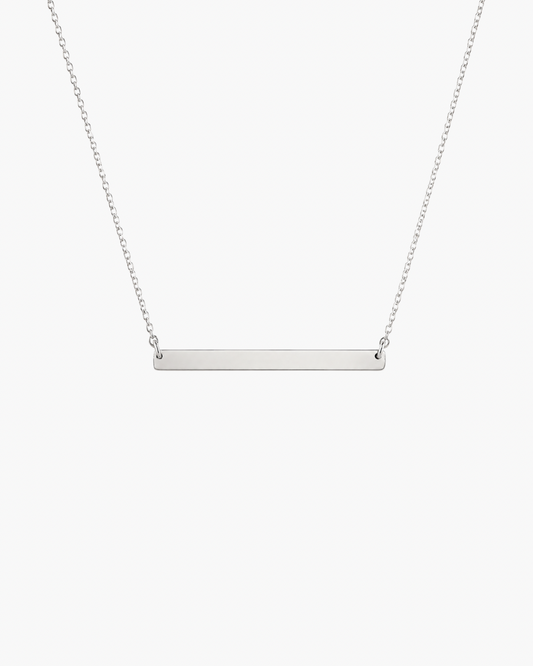 Personalised Dainty Flat Bar Necklace - Silver