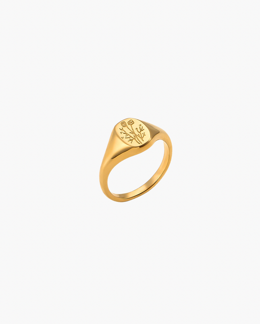 Wildflower Signet Ring - Gold