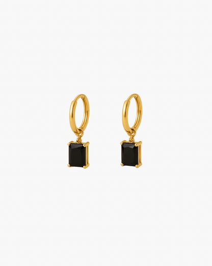 Onyx Earrings - Gold