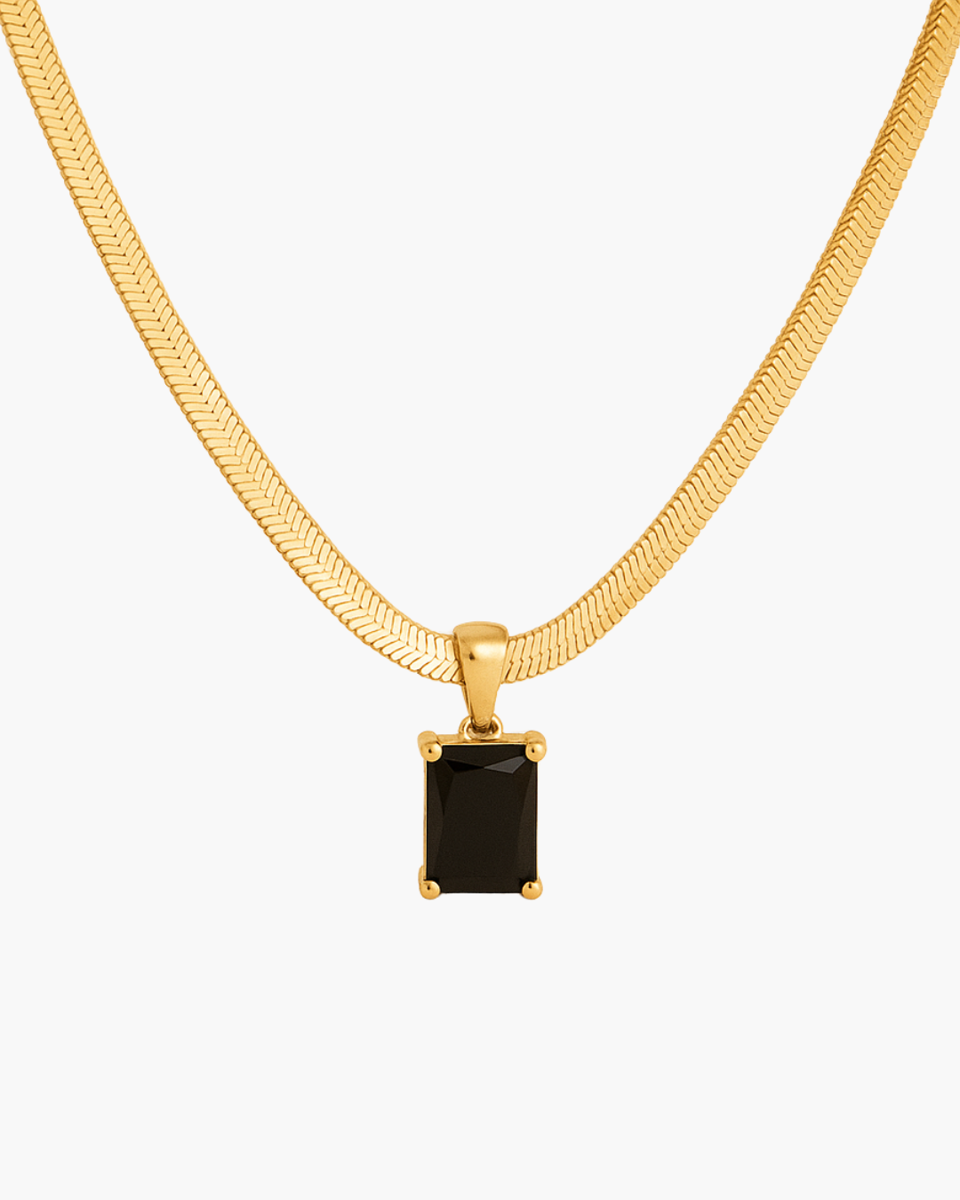 Onyx Snake Necklace - Gold